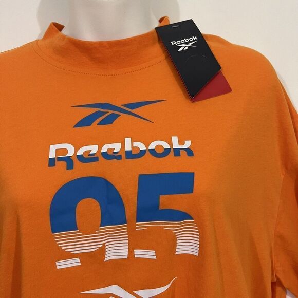 Reebok Medium HTF Womens Meet You There MYT Crop Graphic 95 T-Shirt Orange 0731 - Picture 5 of 12